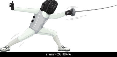 Athlete in uniform doing fencing Stock Vector