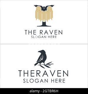 Fashion clothing brand black raven logo design Stock Vector