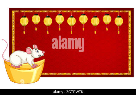 Banner template with rat on gold Stock Vector