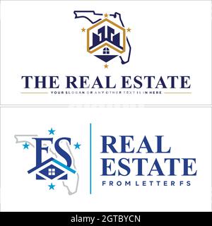 Modern real estate home Florida logo design Stock Vector