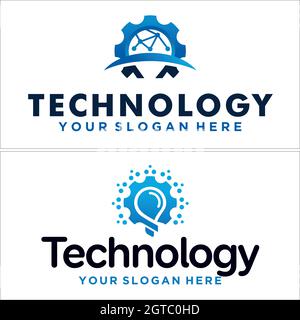 Technology maintenance light bulb logo design Stock Vector
