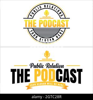 Set of podcast microphone logo design Stock Vector