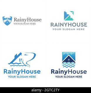 Set of construction rain house logo design Stock Vector