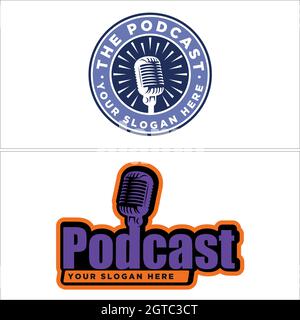 Set of podcast entertainment logo design Stock Vector