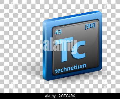 Technetium chemical element. Chemical symbol with atomic number and atomic mass. Stock Vector