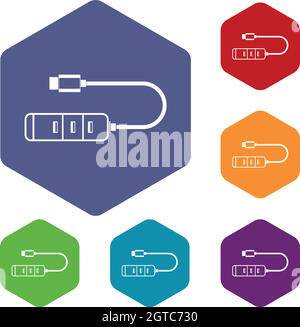 Conjunto de tecnología de icono de cable de enchufe USB, signo de conexión  del dispositivo, símbolo portátil electrónico, ilustración vectorial Imagen  Vector de stock - Alamy