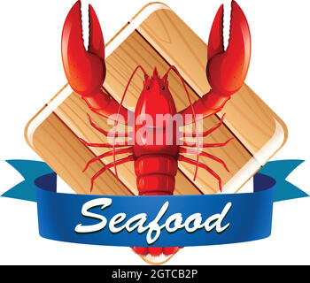 Lobster on seafood icon Stock Vector