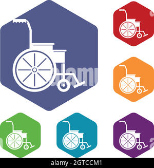 Wheelchair icons set Stock Vector