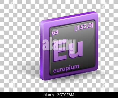 Europium chemical element. Chemical symbol with atomic number and atomic mass. Stock Vector