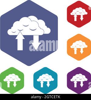 Clouds with arrows icons set Stock Vector
