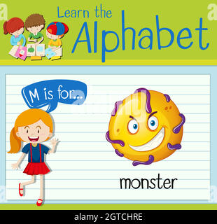 Flashcard letter M is for monster Stock Vector