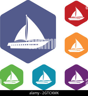 Sailing yacht icons set Stock Vector