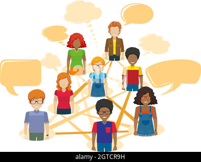 Networks of people with callouts Stock Vector