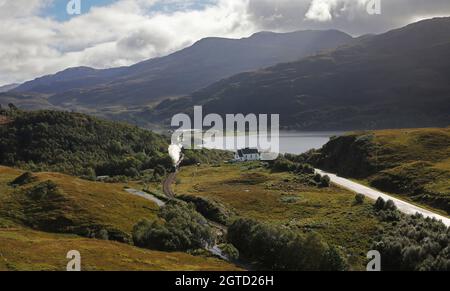 45212 approaches Polnish church on 29.9.21 with the Morning 'Jacobite'. Stock Photo