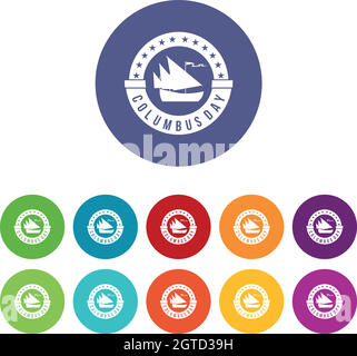 Columbus Day set icons Stock Vector