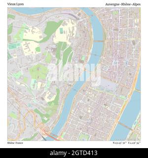 Vieux Lyon, Rhône, France, Auvergne-Rhône-Alpes, N 45 45' 32'', E 4 49' 34'', map, Timeless Map published in 2021. Travelers, explorers and adventurers like Florence Nightingale, David Livingstone, Ernest Shackleton, Lewis and Clark and Sherlock Holmes relied on maps to plan travels to the world's most remote corners, Timeless Maps is mapping most locations on the globe, showing the achievement of great dreams Stock Photo