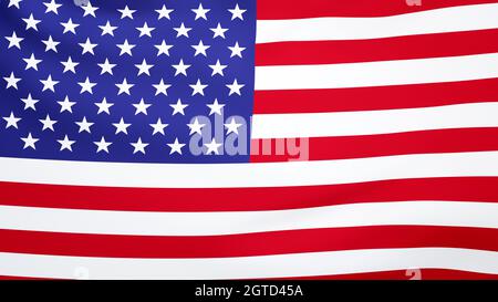 USA flag, American national flag up close, United States of America waving flag simple high resolution wavy background texture, closeup, nobody. Stars Stock Photo