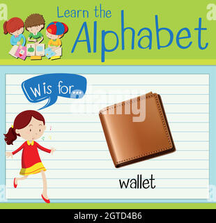 Flashcard letter W is for wallet Stock Vector