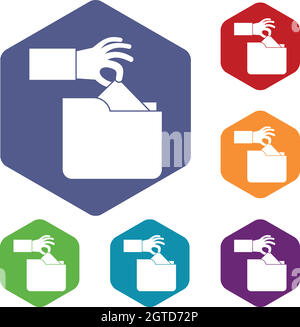 Robbery secret data in folder icons set Stock Vector