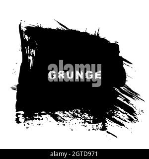 Black grunge distress background. Vector texture. Isolated. Trendy shape for badges, emblems, frames, labels and stamps. Paintbrushes strokes Stock Vector