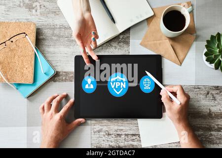 VPN - Virtual perivate network. Internet conncetion privacy concept. Stock Photo