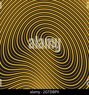 Abstract yellow distorted concentric circles. Vector illustration. Gray background. Design element for frame, round logo, tattoo, sign, symbol, web Stock Vector