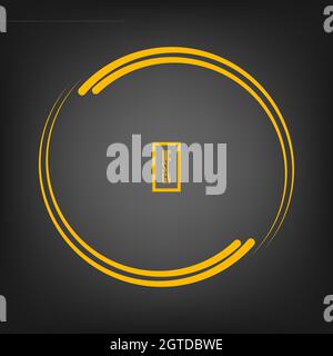 Yellow concentric curvy stripes in round form. Vector illustration. Trendy design element for rounded logo, border frame, symbol, web pages, prints Stock Vector