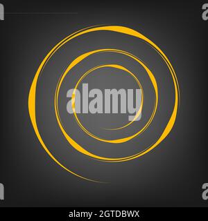 Yellow flow curvy lines in spiral form. Vector illustration. Trendy design element for rounded logo, border frame, symbol, web pages, prints, template Stock Vector