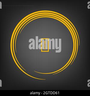 Yellow flow curvy lines in circle form. Vector illustration. Trendy design element for rounded logo, border frame, symbol, web pages, prints, template Stock Vector