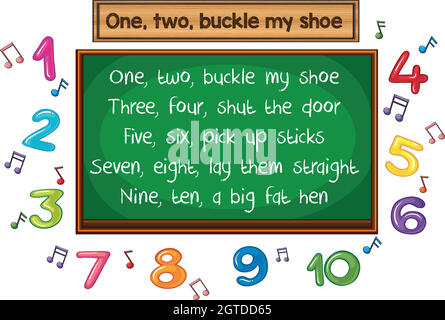One two buckle my shoe Stock Vector