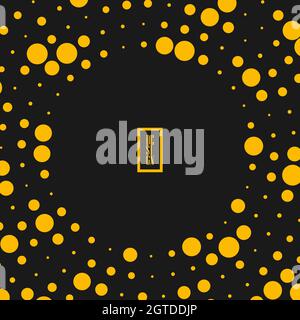 Yellow concentric halftone dotted template. Vector illustration. Trendy design element for logo, sign, symbol, tattoo, web pages, prints, posters Stock Vector