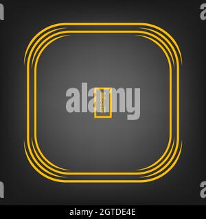 Yellow abstract rounded frame. Geometric art. Trendy design element for  rounded technology logo, tattoo, sign, symbol, web pages, prints, template, Stock Vector