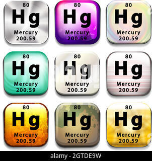 A button showing the element Mercury Stock Vector