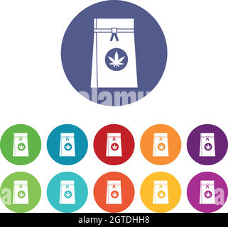 Bag with cannabis icons set Stock Vector Image & Art - Alamy