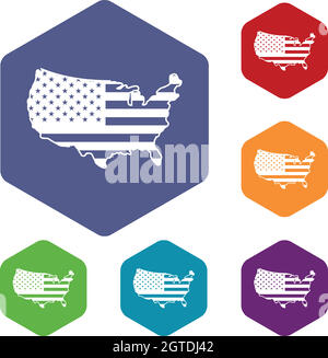 USA map icons set Stock Vector