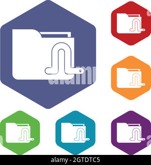 Computer worm icons set Stock Vector