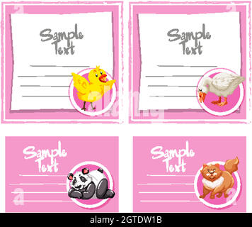 Card template with cute animals Stock Vector