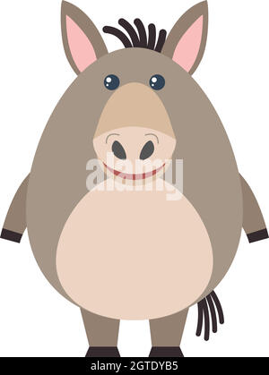 Fat donkey on white background Stock Vector