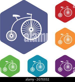 Penny-farthing icons set Stock Vector