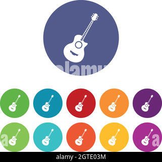 Classical guitar set icons Stock Vector