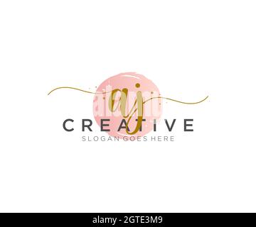 AJ Feminine logo beauty monogram and elegant logo design, handwriting logo of initial signature, wedding, fashion, floral and botanical with creative Stock Vector
