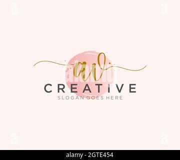 AV Feminine logo beauty monogram and elegant logo design, handwriting logo of initial signature, wedding, fashion, floral and botanical with creative Stock Vector