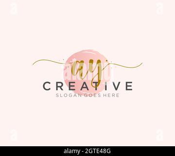 AY Feminine logo beauty monogram and elegant logo design, handwriting logo of initial signature, wedding, fashion, floral and botanical with creative Stock Vector