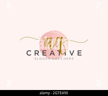 AQ Feminine logo beauty monogram and elegant logo design, handwriting logo of initial signature, wedding, fashion, floral and botanical with creative Stock Vector