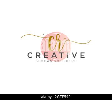 CR Feminine logo beauty monogram and elegant logo design, handwriting logo of initial signature, wedding, fashion, floral and botanical with creative Stock Vector