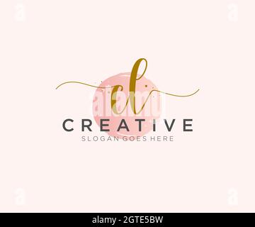 CL Feminine logo beauty monogram and elegant logo design, handwriting logo of initial signature, wedding, fashion, floral and botanical with creative Stock Vector