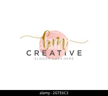 BM Feminine logo beauty monogram and elegant logo design, handwriting logo of initial signature, wedding, fashion, floral and botanical with creative Stock Vector