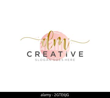 DM Feminine logo beauty monogram and elegant logo design, handwriting logo of initial signature, wedding, fashion, floral and botanical with creative Stock Vector