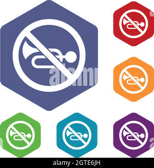 No horn traffic sign icons set Stock Vector
