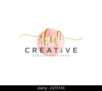 DW Feminine logo beauty monogram and elegant logo design, handwriting logo of initial signature, wedding, fashion, floral and botanical with creative Stock Vector